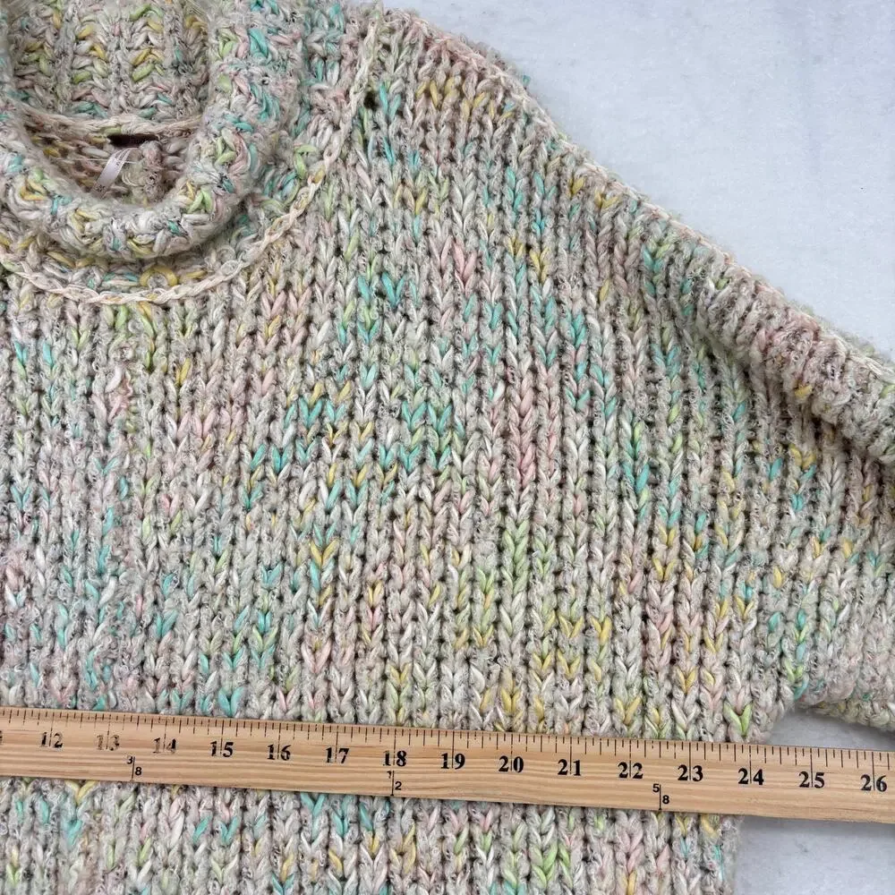 Free People Sweater Size M Multi Color Slouchy Oversized Wool Blend Boxy
